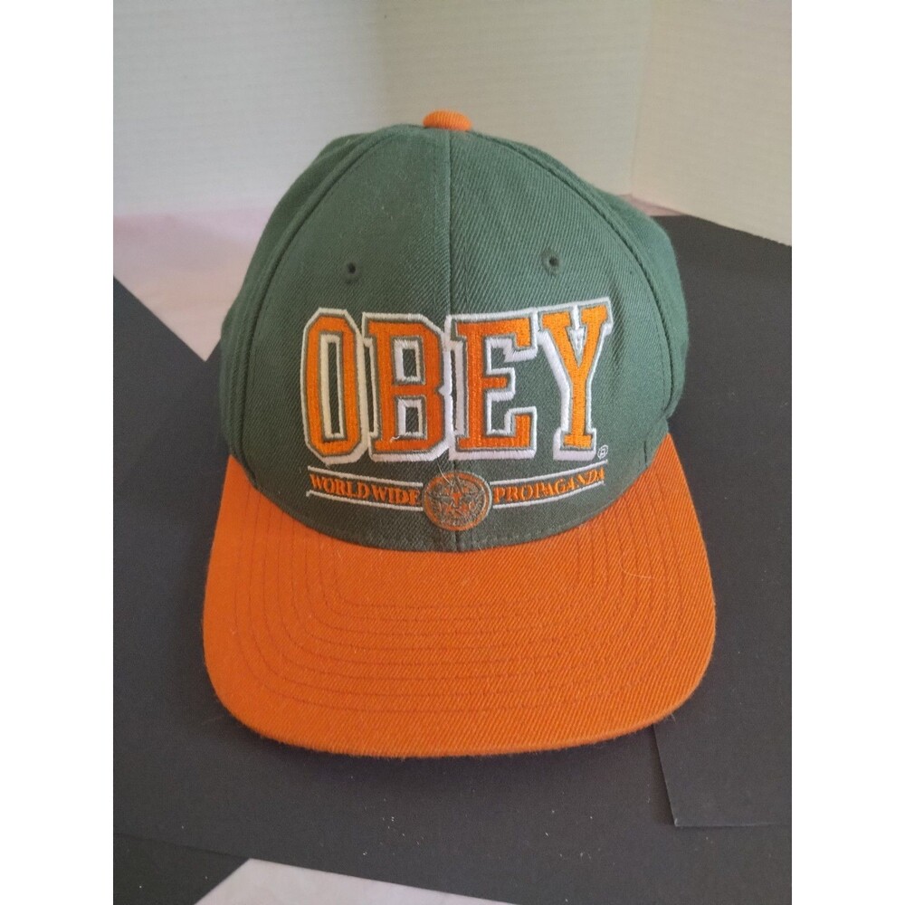 OBEY World Wide Propaganda Snapback Hat Orange&Green